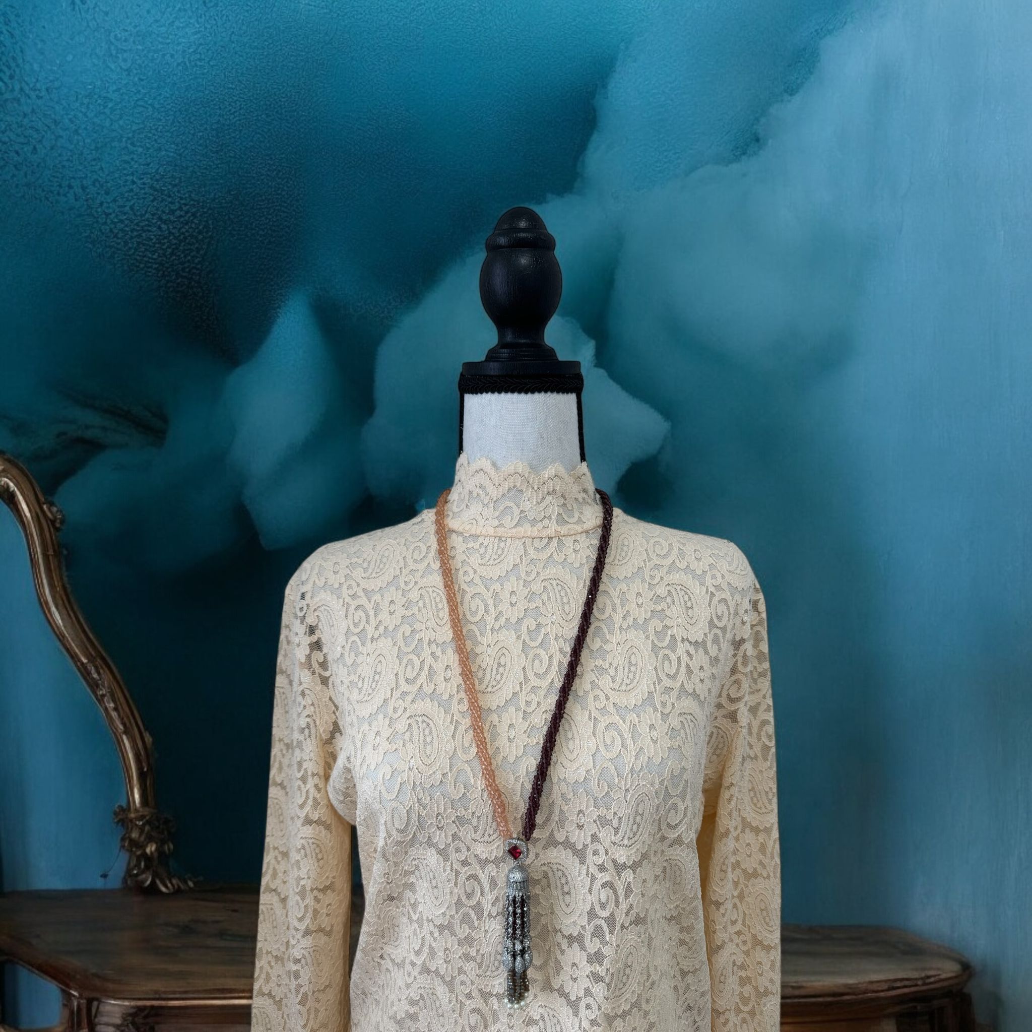 Crystal Hand Twisted Necklace with Zircon Dome Tassel